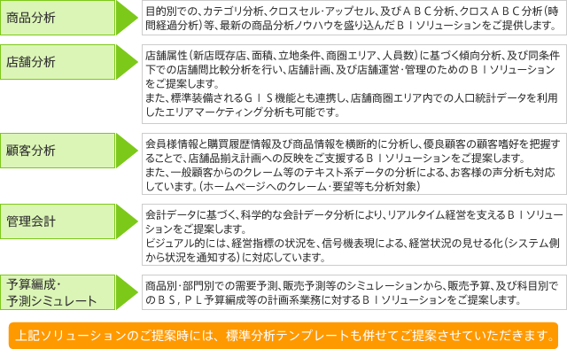 代表的な弊社個別BIソリューション